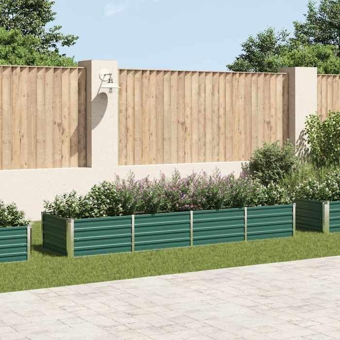 VidaXL Lit surélevé de jardin Acier galvanisé 320x80x45 cm Vert