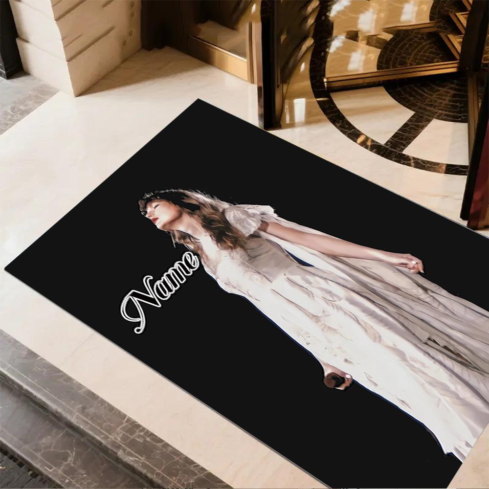 Elegant Elegance White Personalized Text Carpet Perfect for Dormitory Entryway Study room Kitchen Anti-slip Rug Decorate Offices