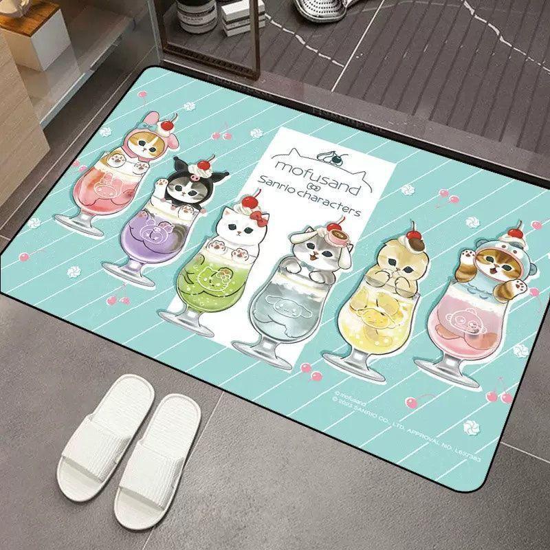 2pcs Cartoon Cat Diatom Mud Floor Mat Bathroom Water Absorption Quick Drying Easy Cleaning Foot Pad Non-slip Mat