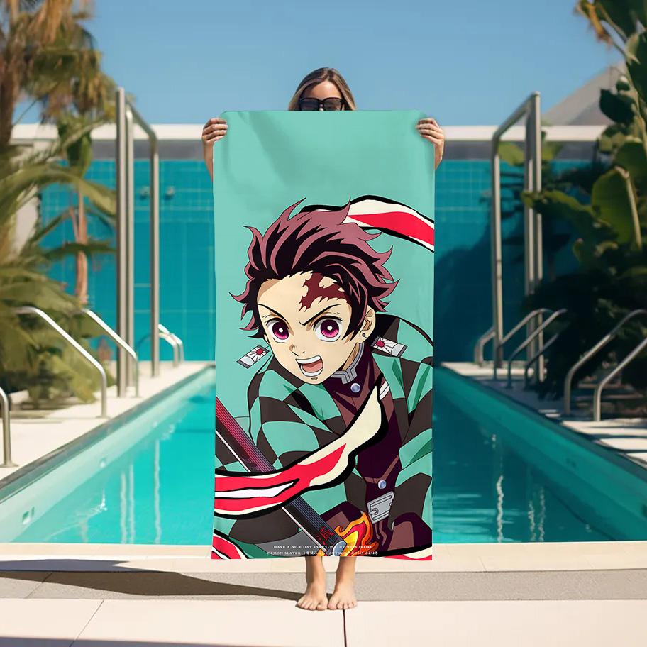 Beach Towels Demon Slayer Bathroom For Bath Sauna Personal Care Large Bath Towel Turban for Hair Drying Bathroom Set Accessories