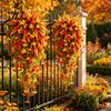 Realistic Silk Petunias Artificial Morning Glory Flower, Faux Fall Hanging Flowers Plants, UV Autumn Decor for Front Door Resistant Wall Home