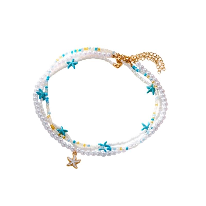 Богемное регулируемое многослойное ожерелье Ракушка Черепахи Морская Звезда Ключица Цепочка Бусины Украшения Для Женщин