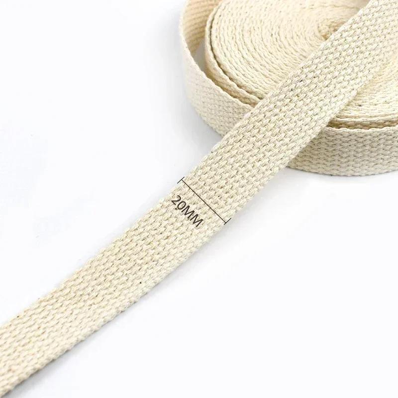 2/5/10M Meetee 10-50mm Sangle en Coton Beige 1.5mm d'Épaisseur Ruban Toile pour Sacs Sangle Vêtements Bricolage Bande à Coudre Accessoires