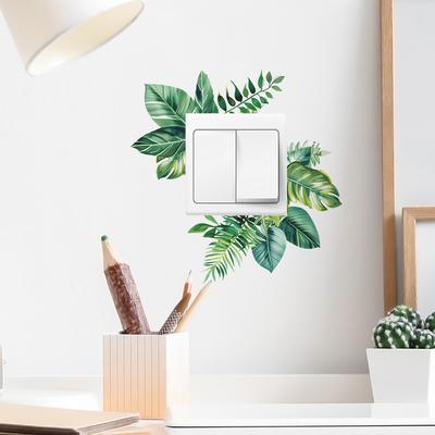 Fun-kg55 Tropical Green Plant Switch Affixed To The Living Room Porch Home Beautification Wall Sticker