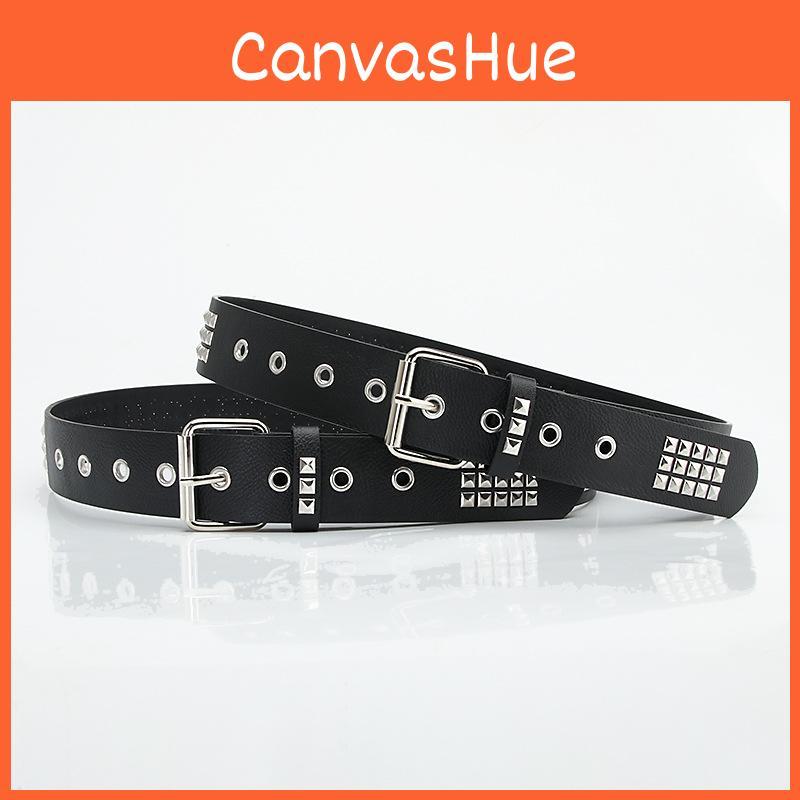 Punk Inspired Faux Leather Belt For Men Women With Metal Pyramid Studs And Steel Buckle For Streetwear