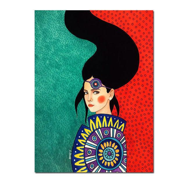 Nordic Abstrakte Mädchen Blume Vogel Leinwand Malerei Poster Drucke Vintage Wand Kunst Bild für Wohnzimmer Wohnkultur Cuadros Kein rahmen