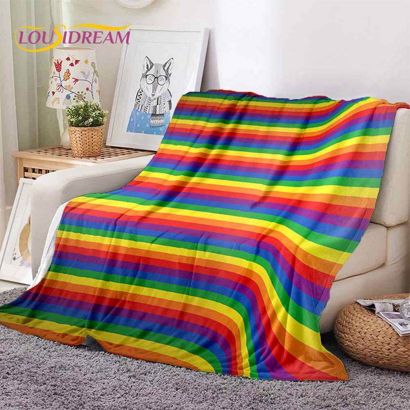 Rainbow Colour Illusion Cartoon Soft Flannel Blankets,Throw Blanket Comfortable Blanket for Picnic Beds Sofa Home Bedroom Gifts