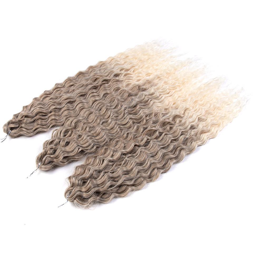 FASHION IDOL Ariel Twist Crochet Hair Synthetic 22 Inch 3 PCS Water Wave Hair Extensions Ombre Rainbow Color Braid Curly Hair