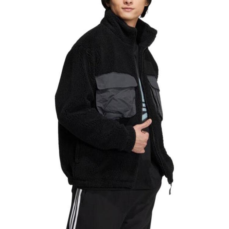 adidas Originals Velvet Jackets Men's Black Stand Collar Moderate IC8162