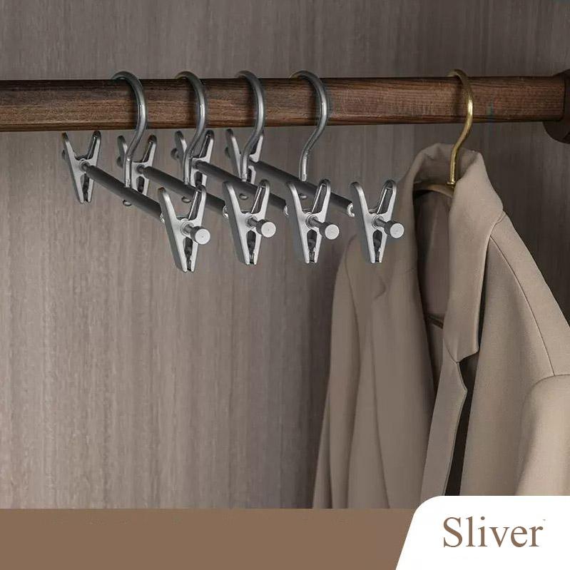 

1 шт. Вешалка для брюк из алюминиевого сплава золотого цвета, вешалка для сушки брюк и юбок с подвижными зажимами, органайзер для хранения в гардеробе, вешалки для одежды, экономитель места 1pc серебряный