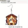 2D Flat Christmas Nativity Scene Epiphany Jesus Nativity Pattern Christian Spirit Religious Painting Acrylic Earring Jewelry for Women Female