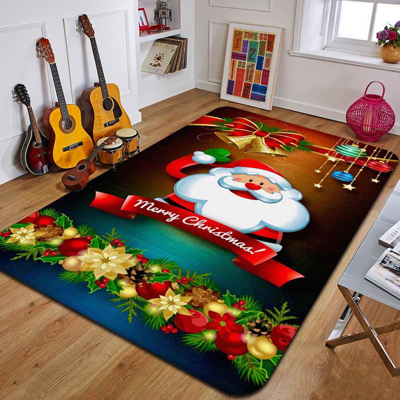 Weihnachtsmann Teppich bedruckte Eingangsfußmatte Wohnzimmer Schlafzimmer Badezimmer rutschfester Teppich Heimdekorative Bodenmatte Neujahrsgeschenk