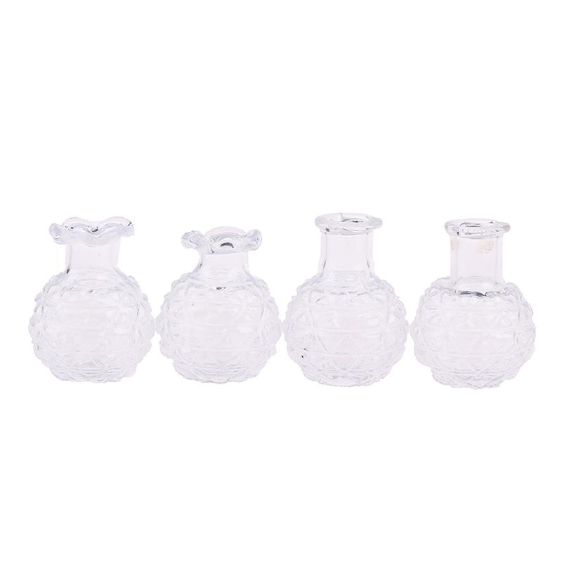 2Pcs 1:12 Dollhouse Miniatures Glass Vase Model Doll House Flowerpot Decor Toy