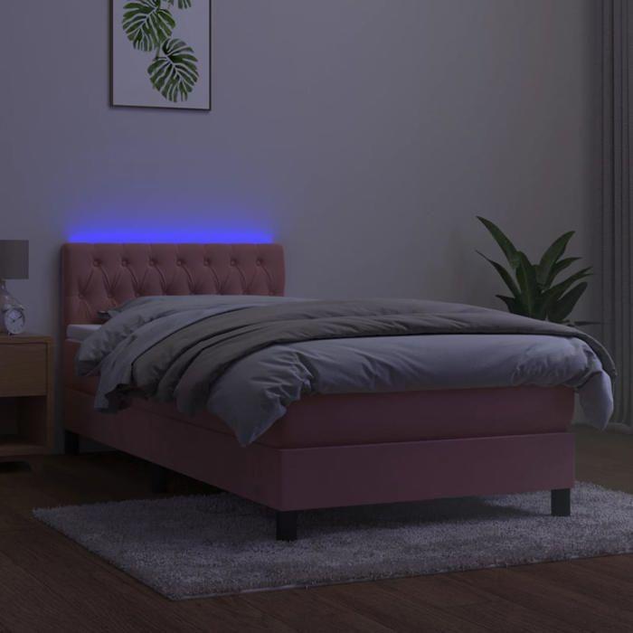 Sommier à lattes avec matelas - Maison Exclusive - 90x190 cm - LED Rose - 1 place