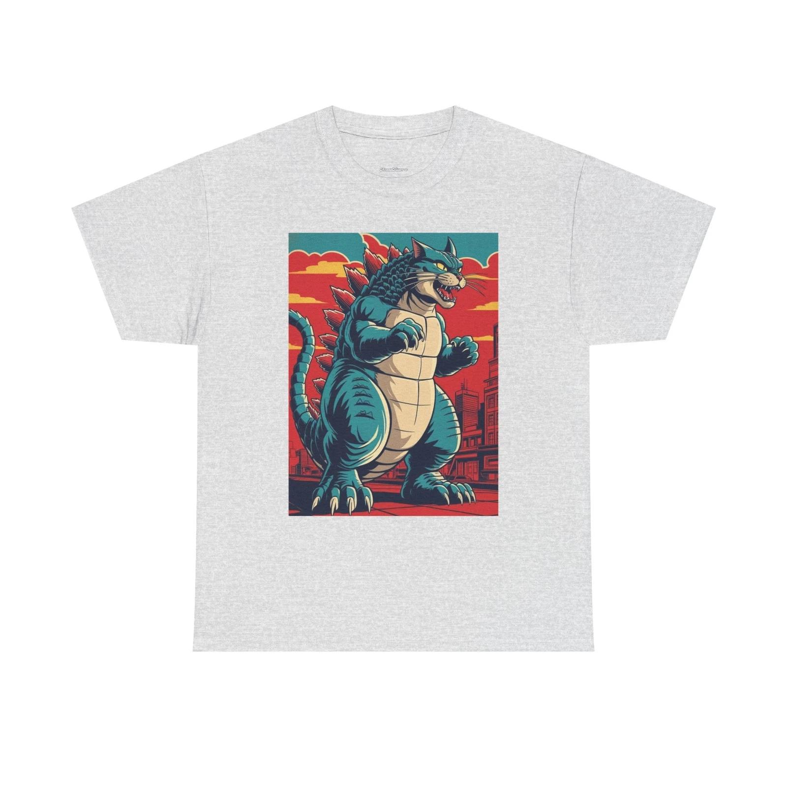 Catzilla Vintage Cat Graphic Tee, Unisex T-Shirt for Cat Lovers, Funny Cat L