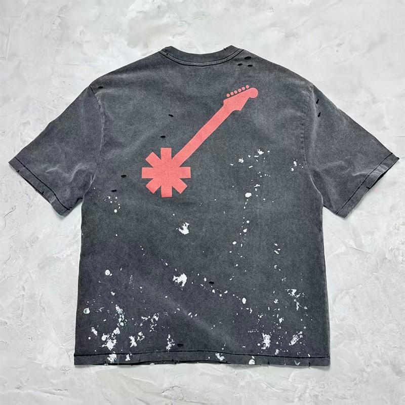 Unisex Distressed Washed Cotton Tee Streetwear Oversized Short Sleeve T-Shirt Men Women