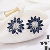 S925 silver needle fashion personality crystal stud earrings femininity exaggerated simple earrings versatile flower diamond ear jewelry