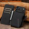 iPhone17ProMax Magnetic Leather Flip Case with Card Slot and Wireless Charging Stand