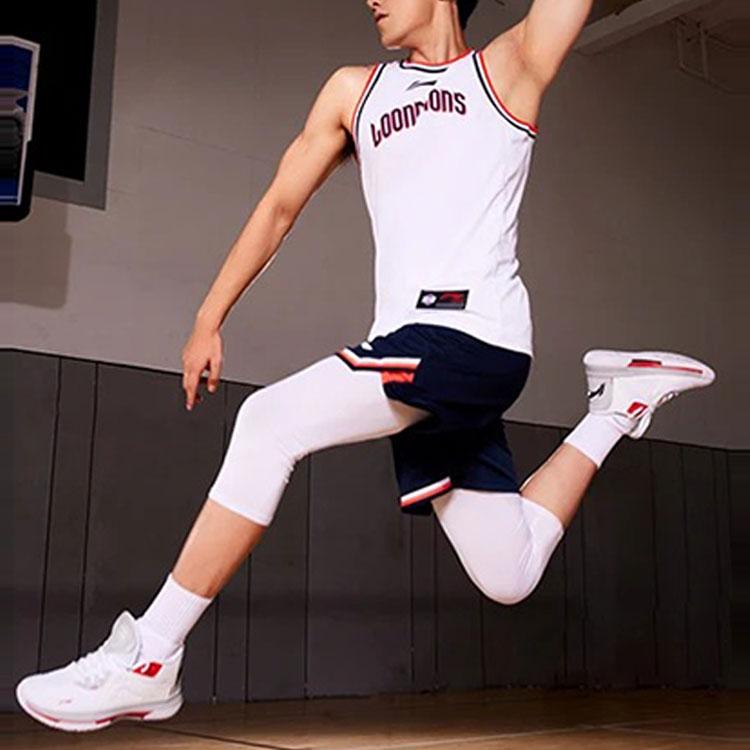 Li Ning Professional Basketball Series CBA Competition Breathable Basketball Jersey Men Jerseys White AAYR483-1