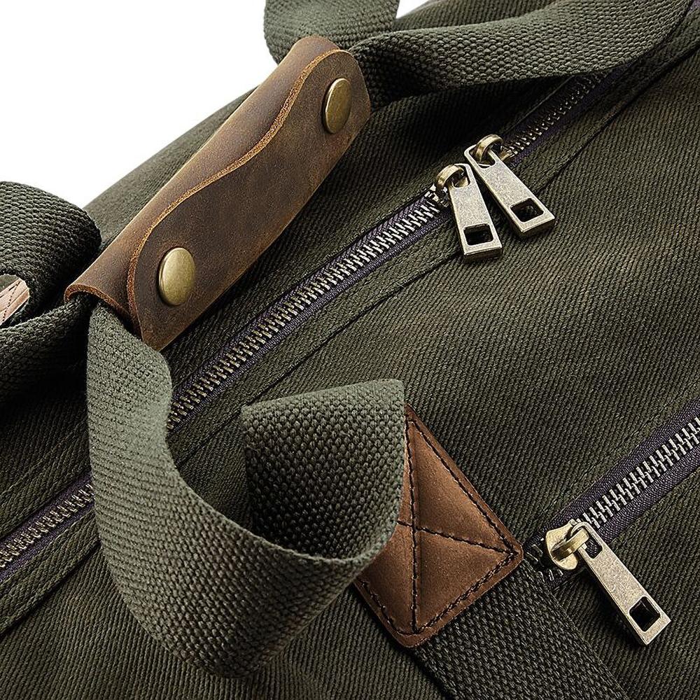 Quadra Heritage Leather Accented Waxed Canvas Holdall