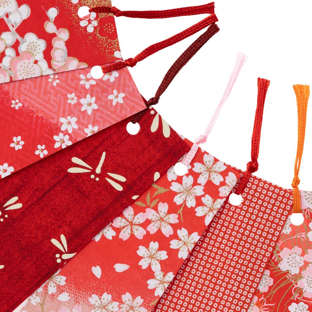 Kawasumi Washi Yuzen Washi Red Pink Flower 17 Sheets Stencil-Dyed Bookmarks, + + Kyo-Yuzen Butterfly,