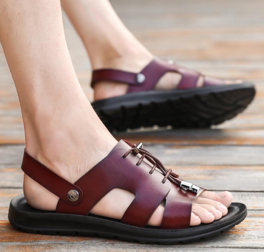 Модные мужские сандалии из спилковой кожи — фото 4