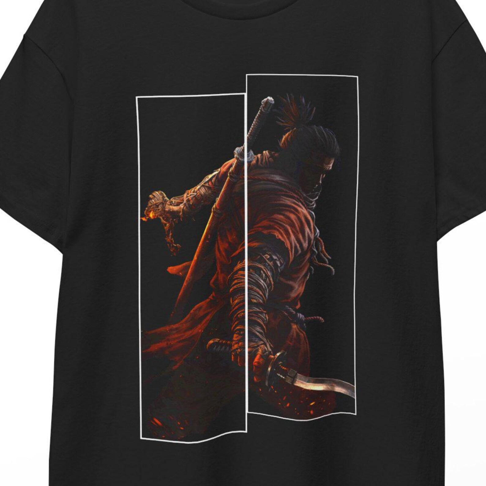Sekiro Shadows Die Twice T Shirt, Sekiro Shadows Shirt Art Print Style, Video Game Samurai Tee, Japanese Action Game Inspired Apparel Unisex 4XL