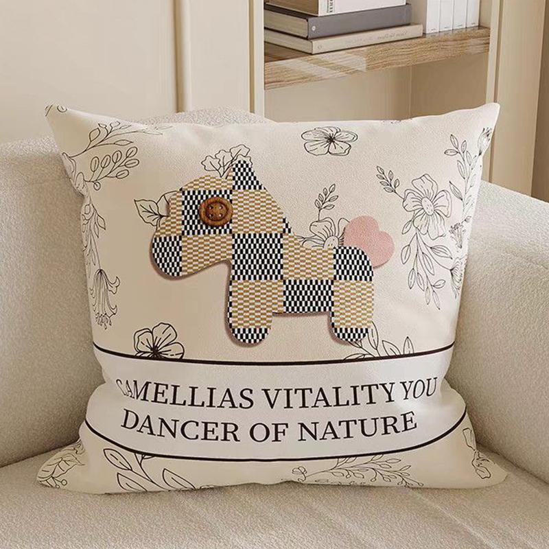 Cute Pony Sofa Pillow Living Room Pillowcase Removable Washable Year Of The Horse Bay Window Cushion Bed Headrest Pillow