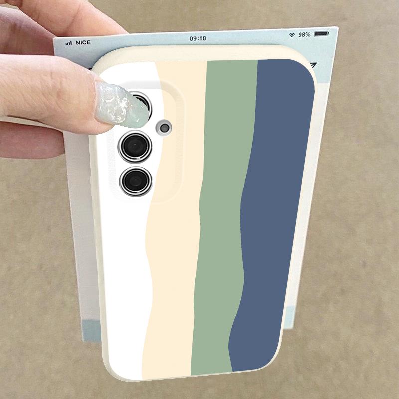 Floral Stripe Pattern Case For Samsung A57 A37 A17 A56 A36 A16 A55 A35 A15 A54 5G S21 FE S22 S23 S24 Plus S25 S26 Ultra Leather Texture Silicone Cover