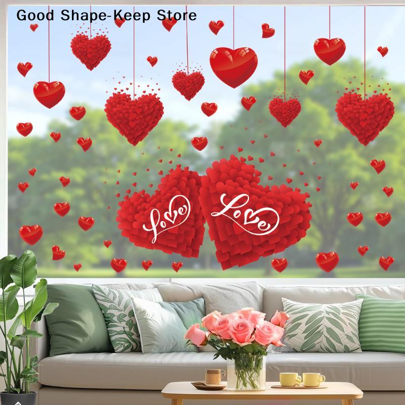 Valentine's Day Festive Party Atmosphere Decorations For Heart Shaped Wall Window Stickers Home Party Shop Restaurant