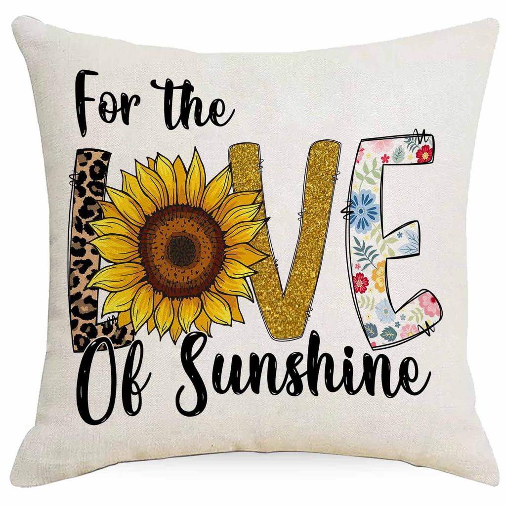 New Retro Summer Sunflower Pillowcase Home Sofa Cushion Pillowcase