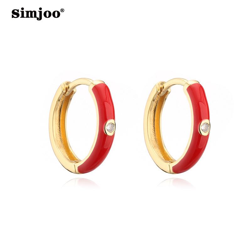 SIMJOO Mode Mode Farbe Tropfenöl Zirkon Ohrringe für Frauen