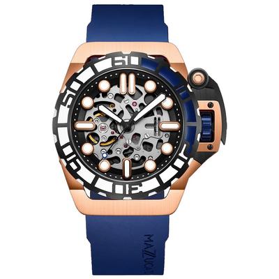 RIM Sub Blue And Rose Gold Skeleton Dial Automatic Dive SK2-RG 100M Men's Watch