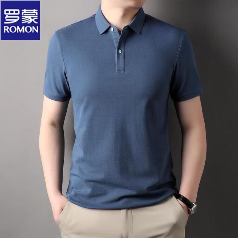 

ROMON Men s Pure Cotton Short Sleeve Polo Shirt 2XL