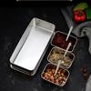 Pudełko na smaki japońskie ze stali nierdzewnej 304 prostokątne pudełko na przyprawy pudełko na próbki przypraw ekspozytor na żywność pojemnik na pudełka na przyprawy