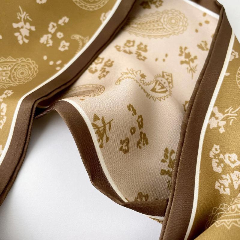 Silk scarf high-end neck new cashew flower silk scarf women's hair tie bag thin and narrow strip decorative scarf headband