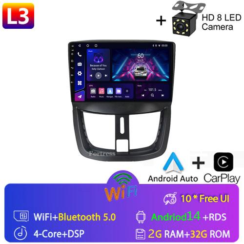 4G WiFi For Peugeot 207 207CC 206 Plus 2007-2013 Android Carplay 2 Din 9 Inch Radio GPS Navigation Multimedia Player Head Unit