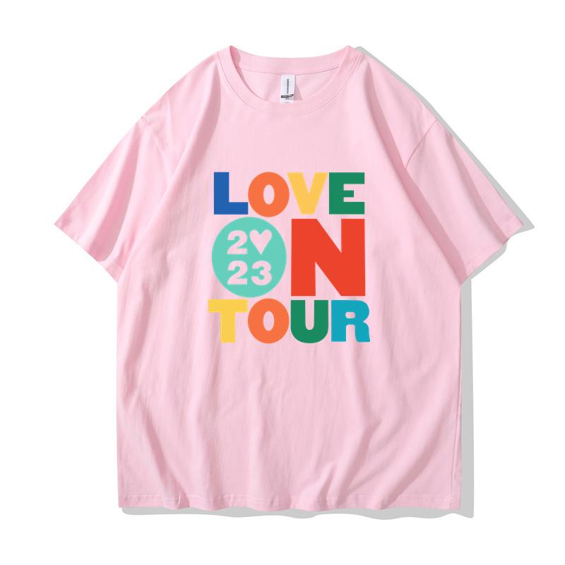 Korean Style Men's and Women's T Shirt Casual Sports T-shirts Love On Tour Concert Printed Couple Cotton Short-sleeved Tops