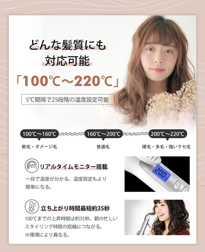BAYATA curling hair curling 25 temperature adjustable from to professional overseas 60 minutes automatic long long short slightly fine curls iron,