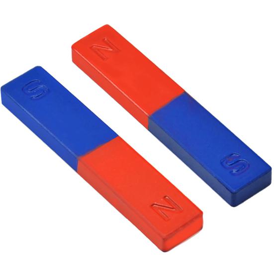 2Pcs/Set Physics Experiment Pole Teaching Tool Red Blue Painted N/S Bar Magnet