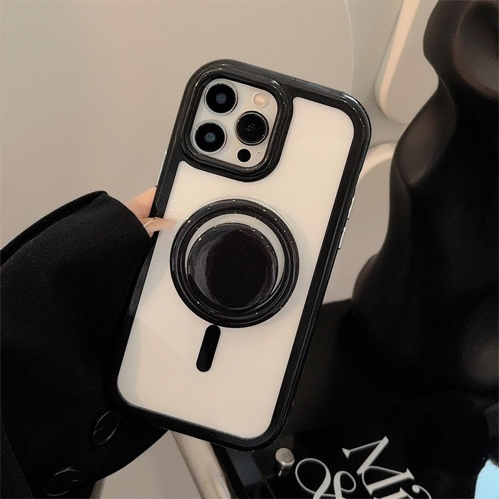 Simple Ins Solid Color Magnetic Bracket Iphone16 IPhone Case 15pro Max Suitable for 14 Acrylic 13