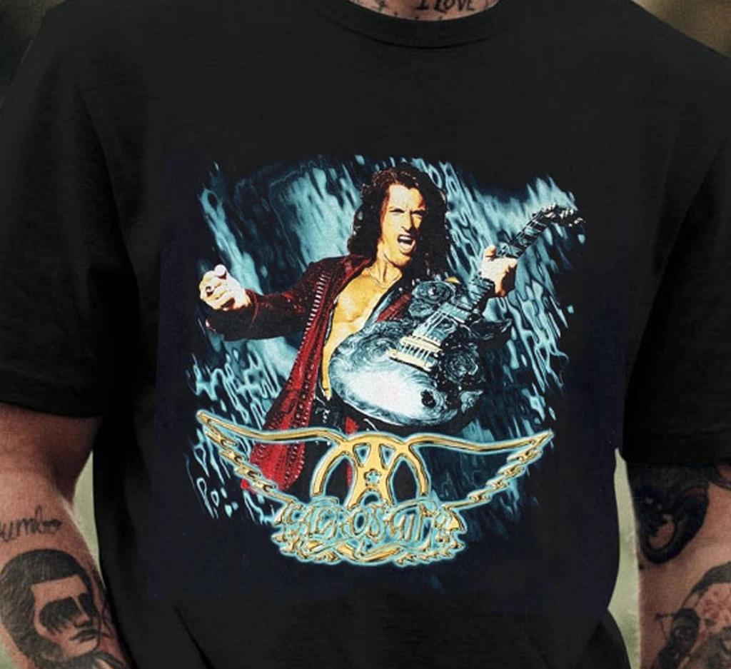 VTG Joe Perry Aerosmith black 100% Cotton T-shirt Mens Tees Top S to 5Xl Unisex 85 S