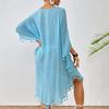 YYFS Women's Fashion Summer Spring Solid Color Print 1/2 Sleeves O-Neck Beach Dresses Naks and Pareo