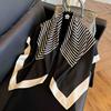 91Cm French Striped Large Square Scarf Women's Spring and Autumn Versatile Small Silk Scarf Stewardess Scarf White Scarf Foreign Style Shawl Women