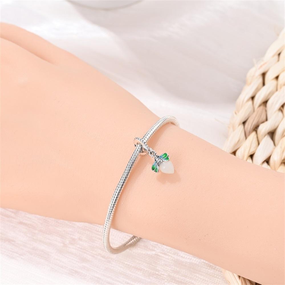Authentic copper Charm Bead Charms Luxury Luminous Green Firefly Pendant Bead Charms Compatible With Bracelets Diy Women Making Delicate Gift