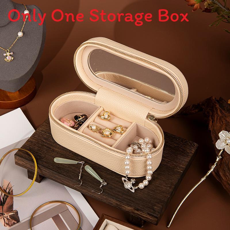 Jewelry Storage Box Pu Material With Mirror For Travel And Gifting