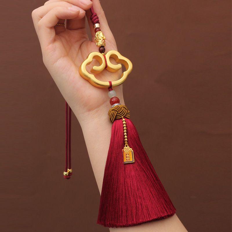 Imitation Brass Ruyi Ping An Pixiu Rearview Mirror Tassel Ornament