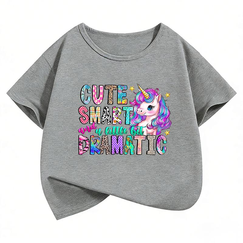 Kawaii Unicorn Shirt Design TShirt Printed T Shirt Girls Summer Clothes Short Sleeve Tops TShirts Cute Kids Clothing