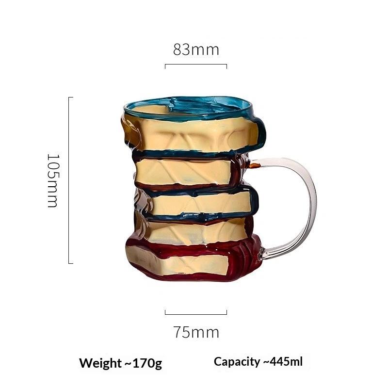 Creative Painted Book Mug 11oz Novelty 3d Painted Books Coffee Mug Unique Colorful Resin Books Stack Coffee Cup Collection Gifts