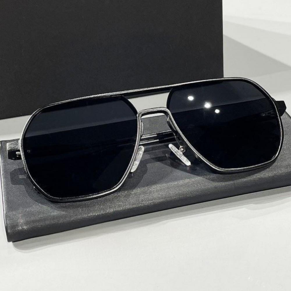 New Metal Double Beam Photochromic Sunglasses For Men Night Vision Driving Glasses Fashion UV Protection